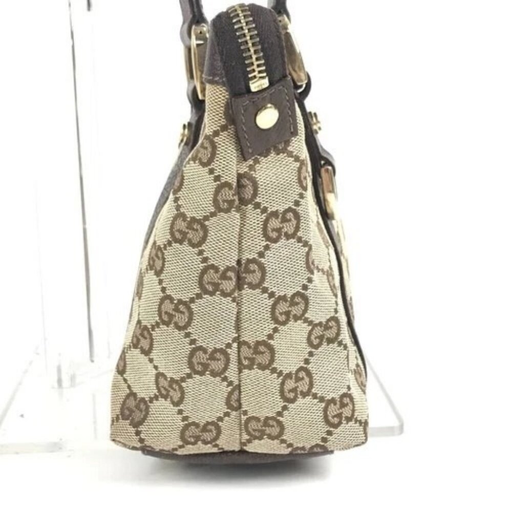 GUCCI 141471 GG Handbag Tote Bag Shoulder Bag GGCanvas/Leather Beige/Dark brown - Picture 3 of 16